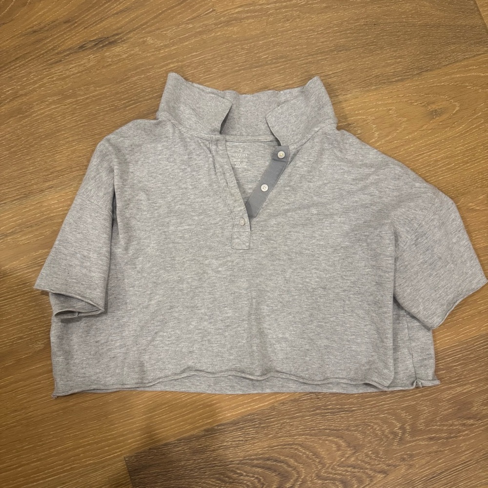 Aerie Light Gray Polo Crop Top